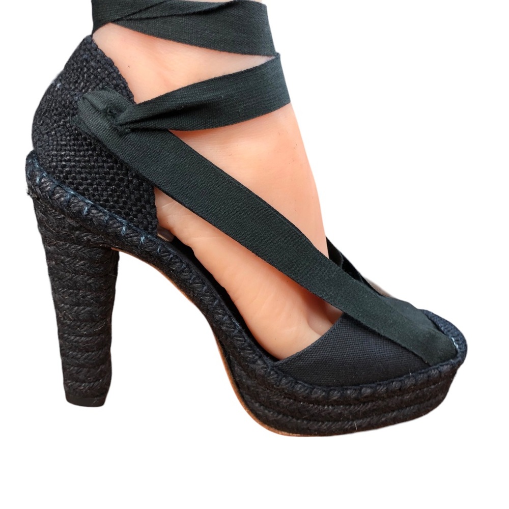 Jean Paul Gaultier black espadrilles 5 inches high never worn Sz 8